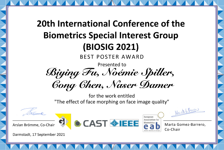 BiosigC's tweet photo. Congratulations to the winners of the BIOSIG 2021 Best Poster Award! https://t.co/Jmx4iGqDzk
