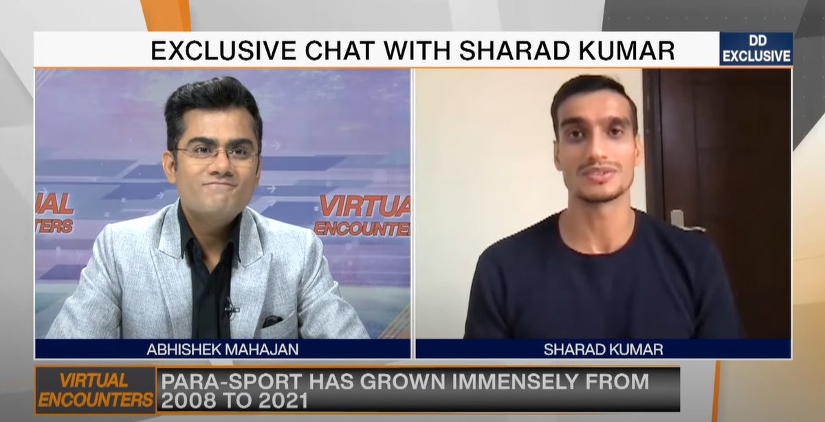 DDIndialive's tweet image. In #VirtualEncounters, paralympian star @sharad_kumar01 talks to @Imabhimahajan about his journey, challenges, TOPS scheme and his plans ahead

WATCH: youtu.be/tbUE3c68x9E