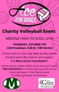 Presale t-shirt orders for our Ace for Grace are due soon! Get yours now by using this link! All t-shirt purchases include free admission to the match on 10/7 vs Brunswick. stores.inksoft.com/2021_ace_for_g…