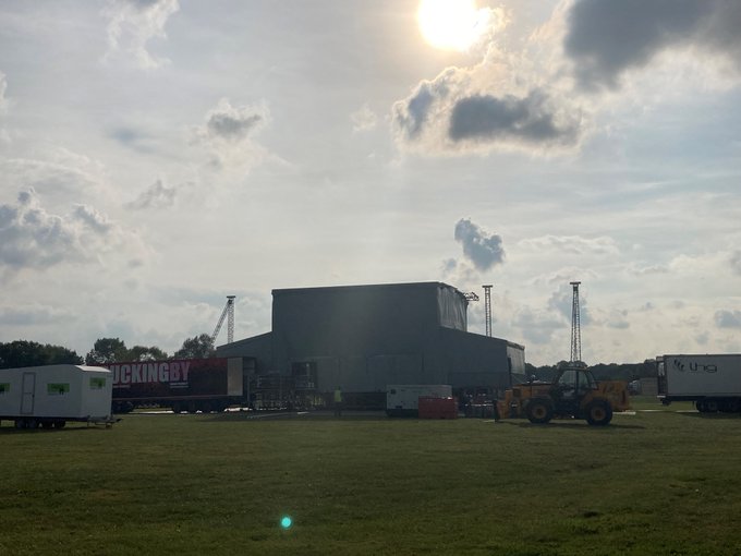 The Main Stage is set as the sun sets in Kent on the eve of a mammoth weekend of concerts featuring headline legends @ollymurs and @RealSirTomJones plus support acts. We're super excited to host such talent at The Hop Farm. One more sleep to go.... ht...