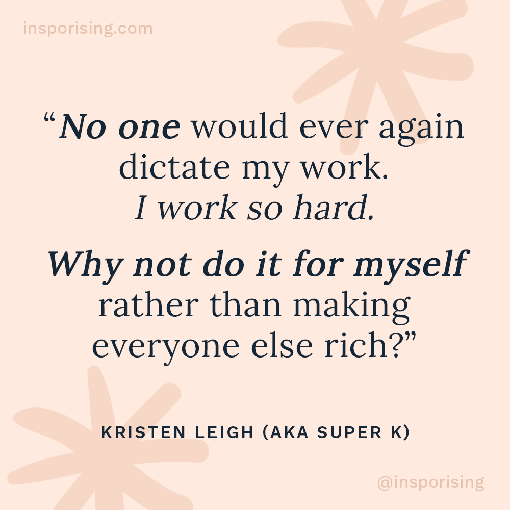 Some of us are wired to work a 9-5 job, and that's fine. But, you must realize that you're making someone else #rich off all your #HardWork.

Listen to Inspiration Rising on your favorite #podcast app or on our website at InspoRising.com/KristenLeigh.