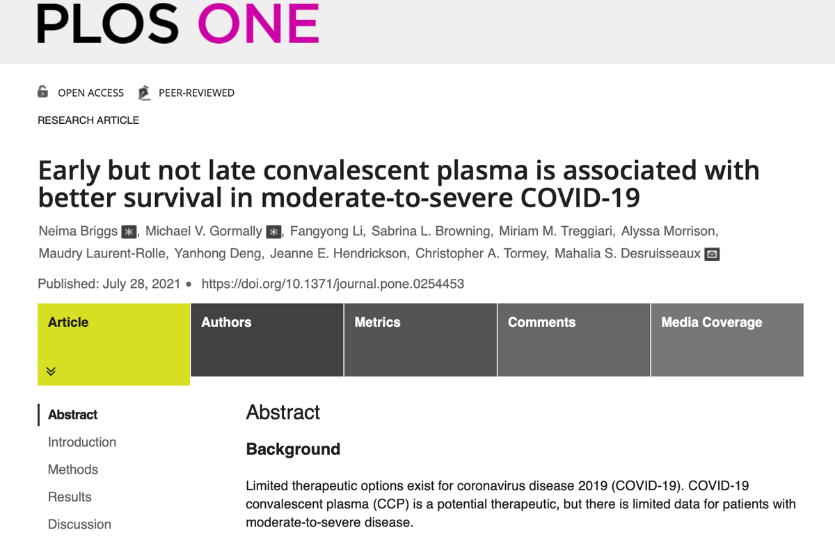 YaleIMed's tweet photo. For hospitalized patients with moderate to severe #COVID19, receiving convalescent plasma within 6 days of admission was associated with lower mortality &amp; fewer days on a ventilator new Yale study finds. 

Learn more: https://t.co/T3eBjezVcF 

@YaleMed @DrMahaliaD #medtwitter https://t.co/QVTiPXhHJ7