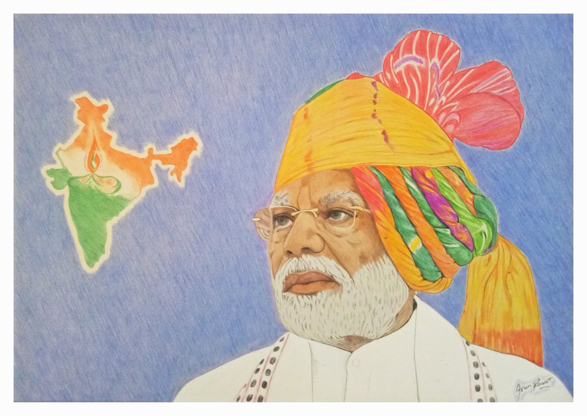 arunsrawat's tweet photo. आदरणीय प्रधानमंत्री श्री @narendramodi जी को जन्मदिन की बहुत शुभकामनाएं । #sketch @PMOIndia https://t.co/fBqfNMco2A