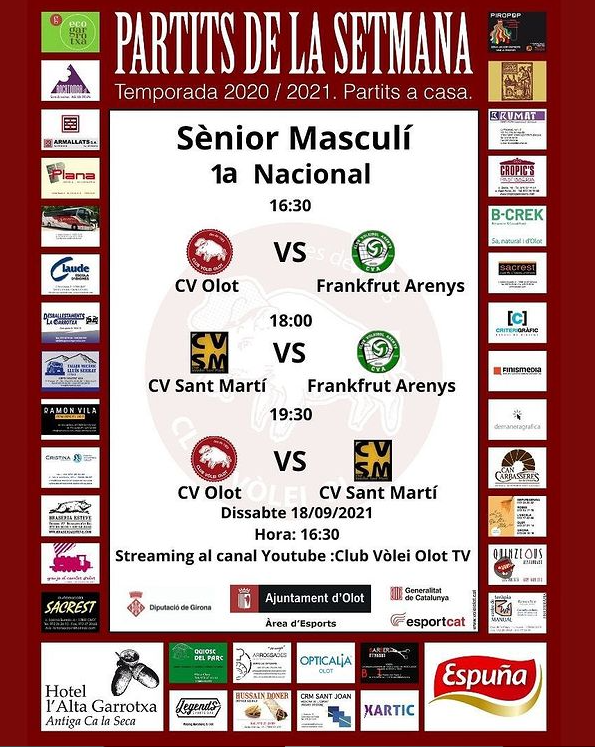 Ajuntament d'Olot (@olotuit) on Twitter photo 🏐 Dissabte de vòlei a #Olot!
📍 La ciutat acull els dos triangulars de la Lliga Catalana de Divisió d’Honor masculina, per conèixer els 2 millors equips que s’enfrontaran al Voleibol Mundet i al Rodi Motor Balafia Lleida.
⏬ Més informació!
#EsportsOlot <a href="/VOLEIOLOT/">CLUB VOLEI OLOT</a> 🏐 Dissabte de vòlei a #Olot!
📍 La ciutat acull els dos triangulars de la Lliga Catalana de Divisió d’Honor masculina, per conèixer els 2 millors equips que s’enfrontaran al Voleibol Mundet i al Rodi Motor Balafia Lleida.
⏬ Més informació!
#EsportsOlot <a href="/VOLEIOLOT/">CLUB VOLEI OLOT</a>