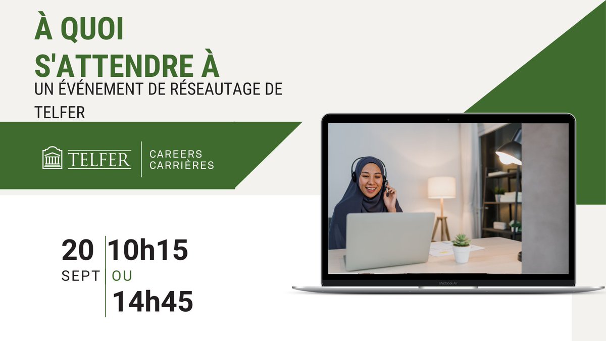 Telfer Connects Virtually est juste au coin de la rue; joignez-vous à nous le 20 septembre pour vous familiariser avec le processus de l'événement de réseautage! Inscrivez-vous maintenant via ow.ly/B61H50GbwHa