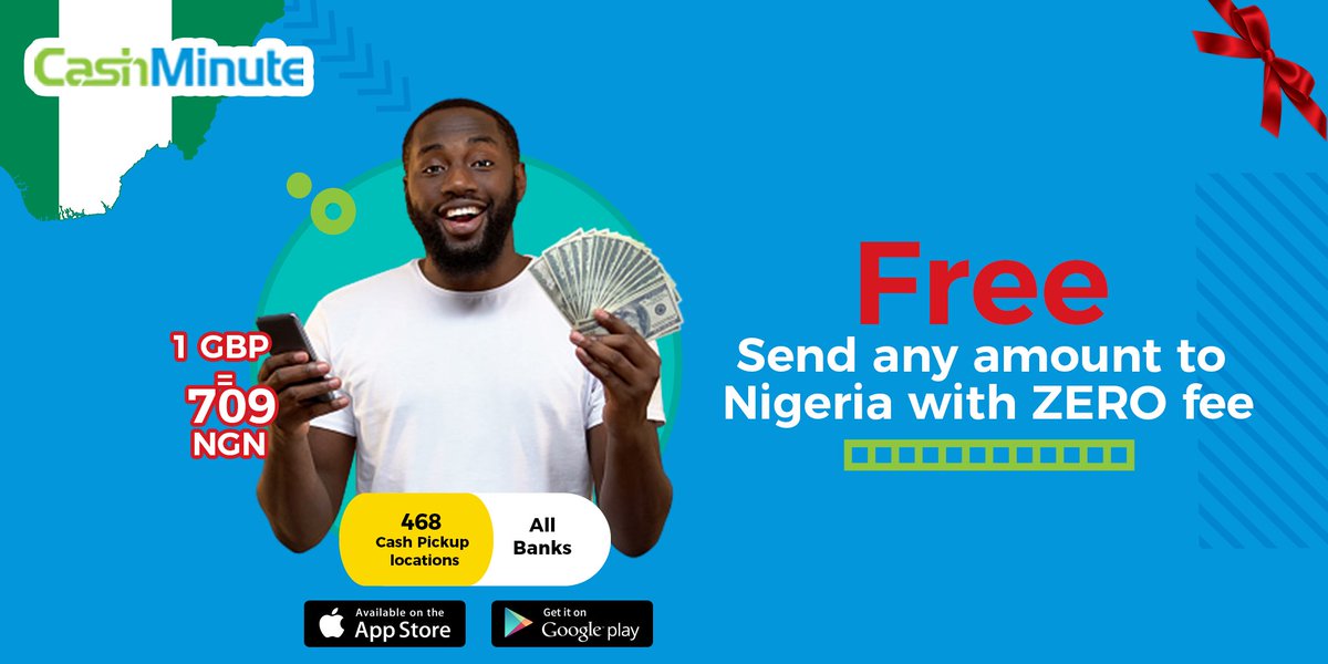 CashMinuteLtd's tweet photo. With CashMinute... Send any amount to #Nigeria for the best exchange rates and ZERO fee!

#sendmoney #Receivemoney #money #cashminute #cash https://t.co/BZ4s1RXz2I