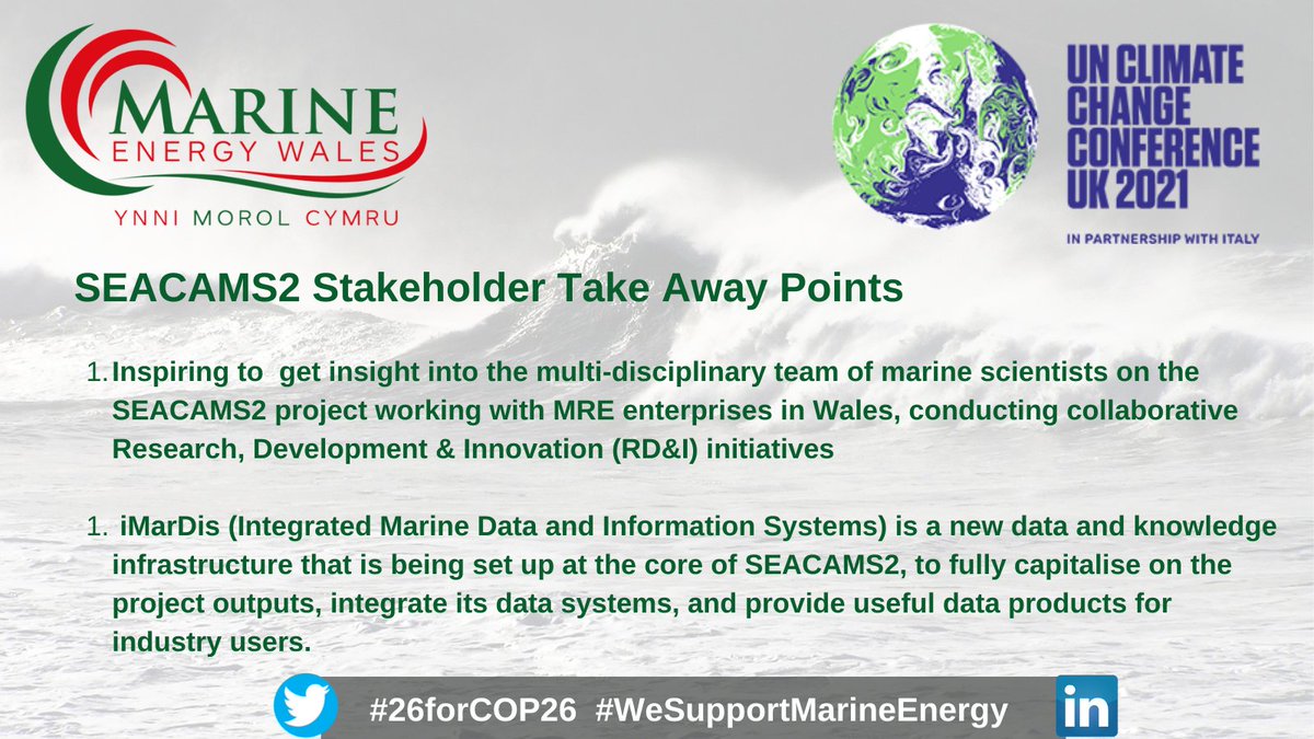 Yesterday we attended the interesting @SEACAMS2 advisory group meeting. The project specialises in commercial application of research & innovation in the Marine Renewable Industry. #5 of #26forCOP26 #WeSupportMarineEnergy