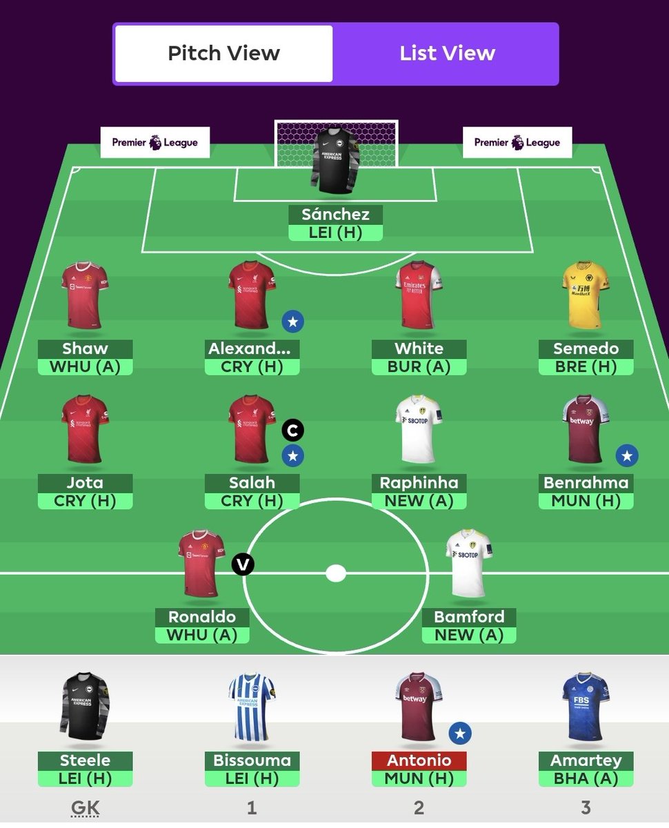 #GW5

DCL -> Bamford 
Salah cap
OR: 49k