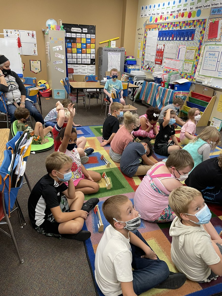 First graders in Mrs. Naughton’s room working on the missing part to solve the equation today in math.