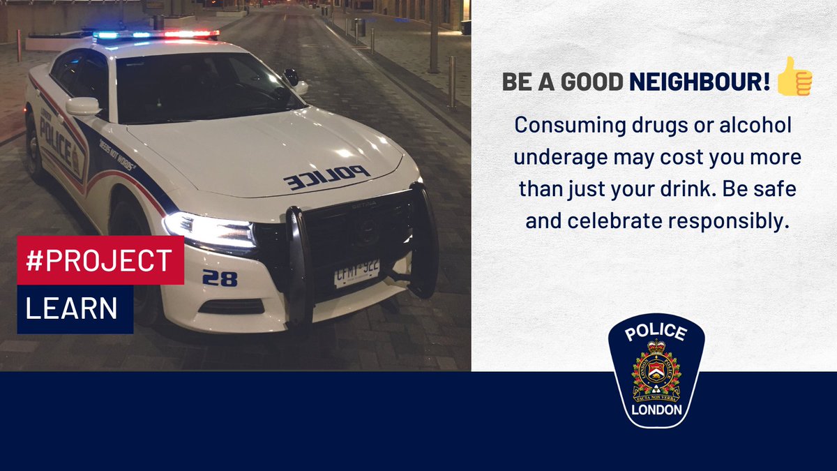 lpsmediaoffice's tweet image. We will be out again all weekend as part of #ProjectLEARN to ensure public safety and by-law compliance. If you are under the age of 19, remember, consuming alcohol could cost you a $125 ticket and your drink. You do not want a ride home with us. 🚓 👮 #LdnOnt #BeSafe