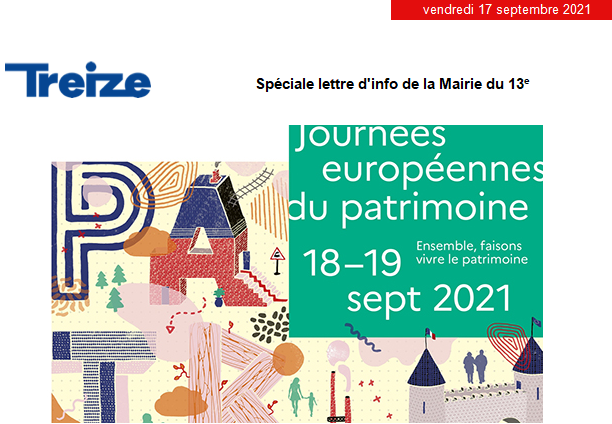 Découvrez Treize, 
Spéciale lettre d'info de la Mairie du 13e 
▶La dernière lettre : bit.ly/39hUEKK
▶Pour vous inscrire : bit.ly/3wMJmI4

#paris #Paris13 #JEP2021