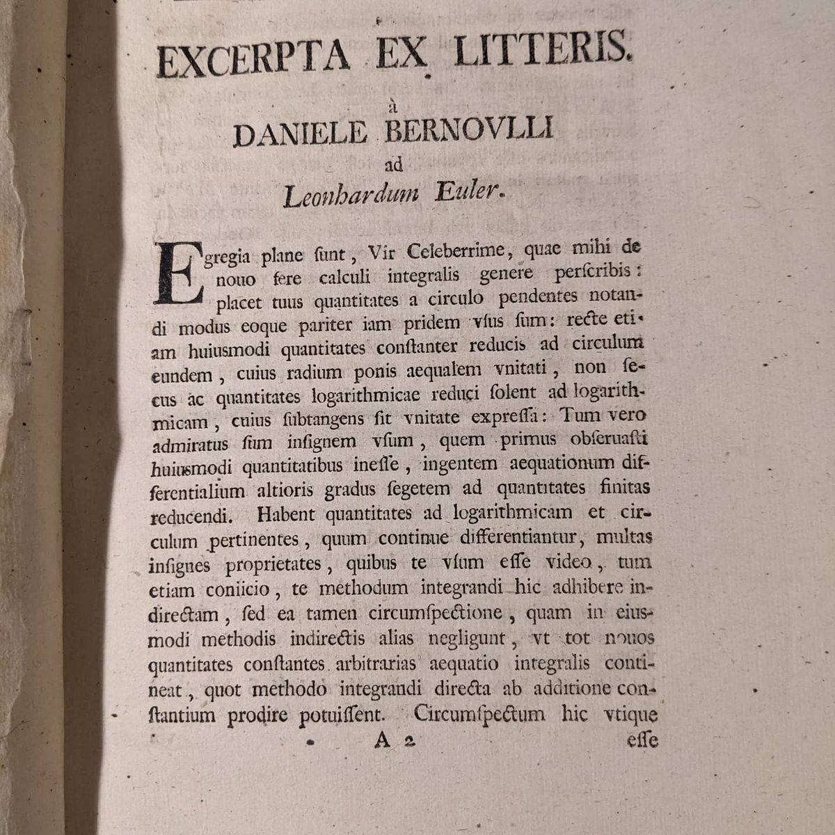 _chenson__'s tweet image. I figured my math followers would especially appreciate this! Just got these, they are originals from 1740 and 1751. Include the original publication of Euler's solution to the Basel problem, among other very cool things. So crazy to have these pieces of history on my bookshelf.
