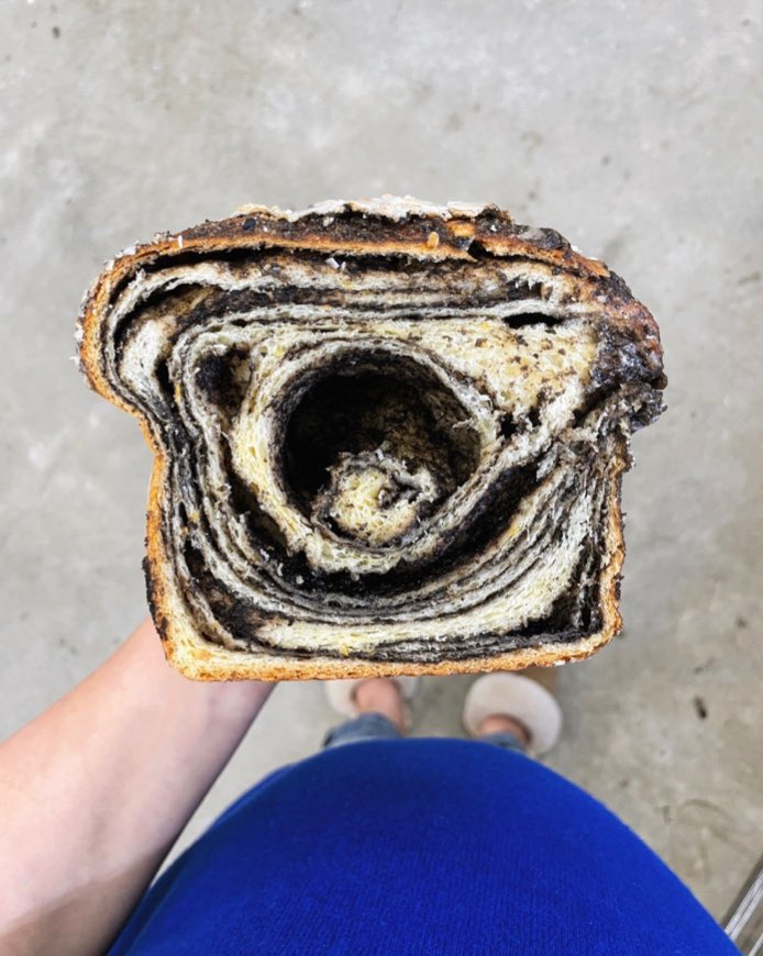 well i was gonna post a sonogram pic but this babka cross section looked just as cool and is probably just as accurate?? which is me telling you that… we’ve got another human on the way!!! due february! #babkaintheoven #iwantasalamisandwich