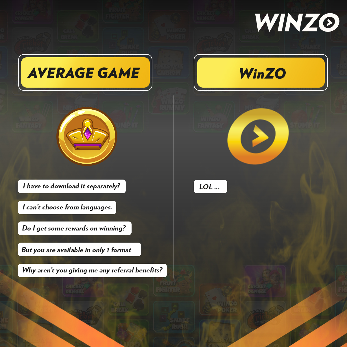 winzoofficial's tweet photo. Why be Average when you can be a WinZO user ๐
#WinZO #Mobilegaming #Indiangmaer #BestGamingApp https://t.co/8r4w9HNeUu