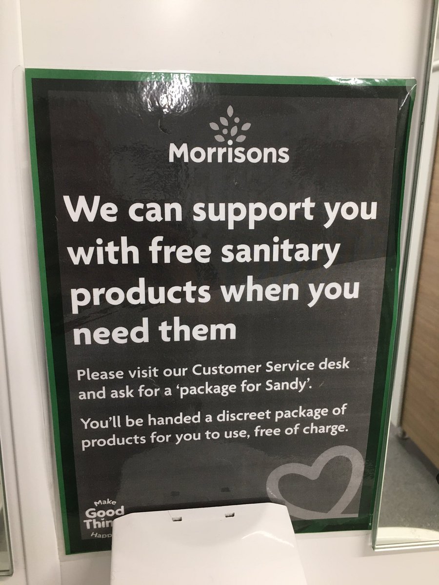 Suzy_loo's tweet photo. Spotted this while out on outreach yesterday
Such a great initiative from @Morrisons ๐๐ป
#packageforsandy #makegoodthingshappen #morrisons #freesanitaryproducts https://t.co/BK35jhEh2K