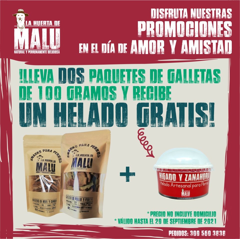 LahuertadeM's tweet photo. ¡Para el día de amor y amistad tenemos una varias promos!

Escríbenos. Te lo llevamos a domicilio

Válido hasta septiembre 20 de 2021.
Aplica para Bogotá.
* domicilio con condiciones y restricciones de cobertura.
No incluye costo del domicilio.

#Bogota #viernes #amoryamistad https://t.co/dSiVESmNVe