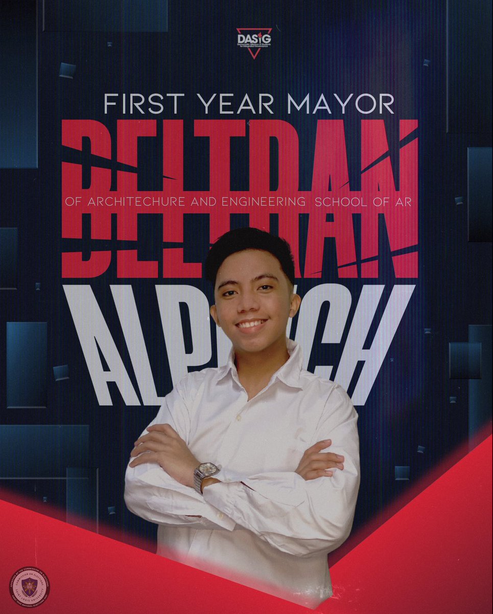 dasig_slu's tweet photo. Para sa sangkaestudyantehan, para sa masa, DASIG SLU!

🔻 𝐌𝐀𝐂𝐀𝐓𝐀𝐎, Angela | 1st Year SAMCIS Mayor

🔻 𝐁𝐄𝐋𝐓𝐑𝐀𝐍, Alprich | 1st Year SEA Mayor

🔻 𝐂𝐔𝐈𝐒𝐎𝐍, Nathalie | 1st Year SON Mayor

#TunayPalabanMakabayanSLU
#D4SIG https://t.co/tLOZWut7Vh