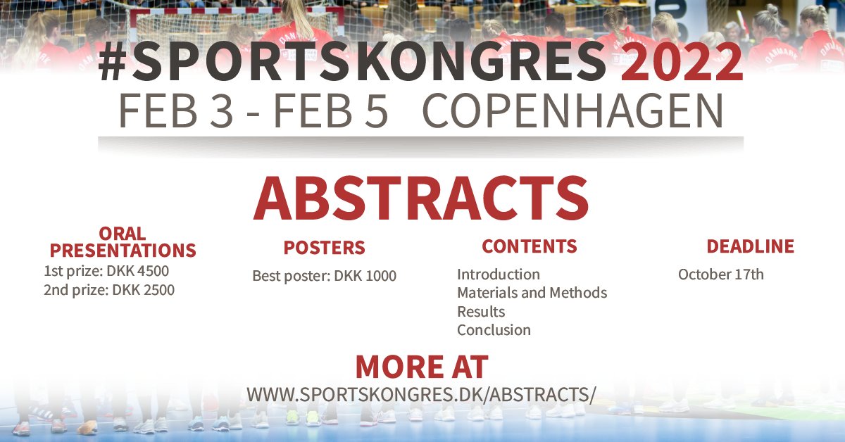 sportskongres's tweet photo. CALLING WOULD-BE ABSTRACT APPLICANTS! 🙌

Apply at https://t.co/n4KrrK7cMm for your chance to present at #Sportskongres 2022, and to win cash prizes! Deadline is October 17th! 💪 https://t.co/rDcGclqhMT