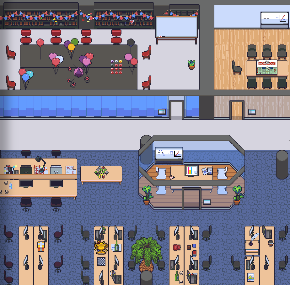 5CA_Global's tweet photo. True to our gaming heritage, we've faithfully recreated our HQ in nostalgia-inducing 8-bit glory.

Our remote working agents can easily meet each other in the virtual office to catch up, hang out, and pet our Chief Bark Officer, Coco. 🐕

#gaming #remoteworking #WFH #remote #CX https://t.co/Mes6J10C6i