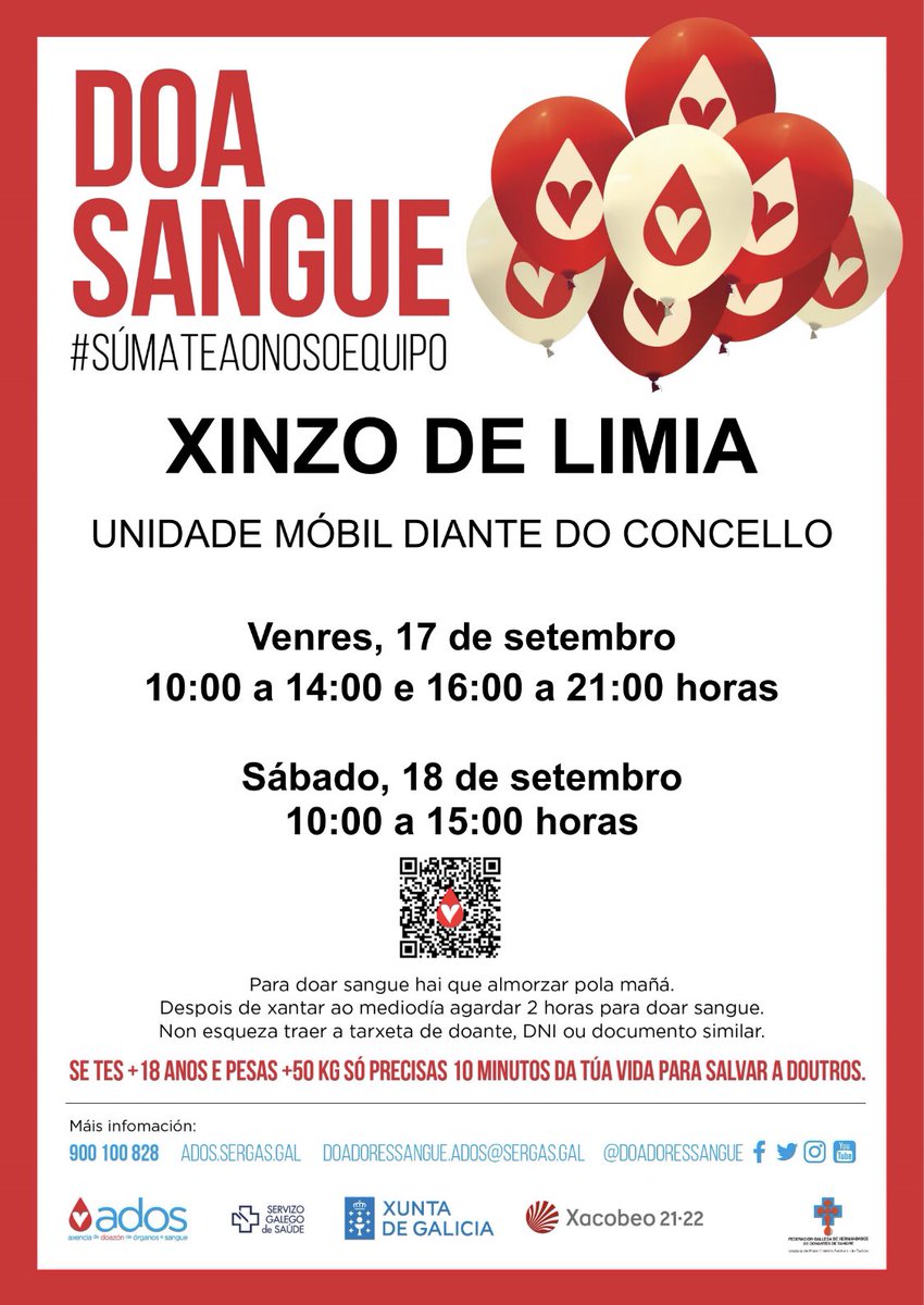 xinzoconcello's tweet photo. Hoxe e mañá estará a unidade móbil para doar sangue diante do Concello. Dez minutos da túa vida para salvar a doutros. #sumateaonosoequipo @doadoressangue https://t.co/YTKbVnpm3F