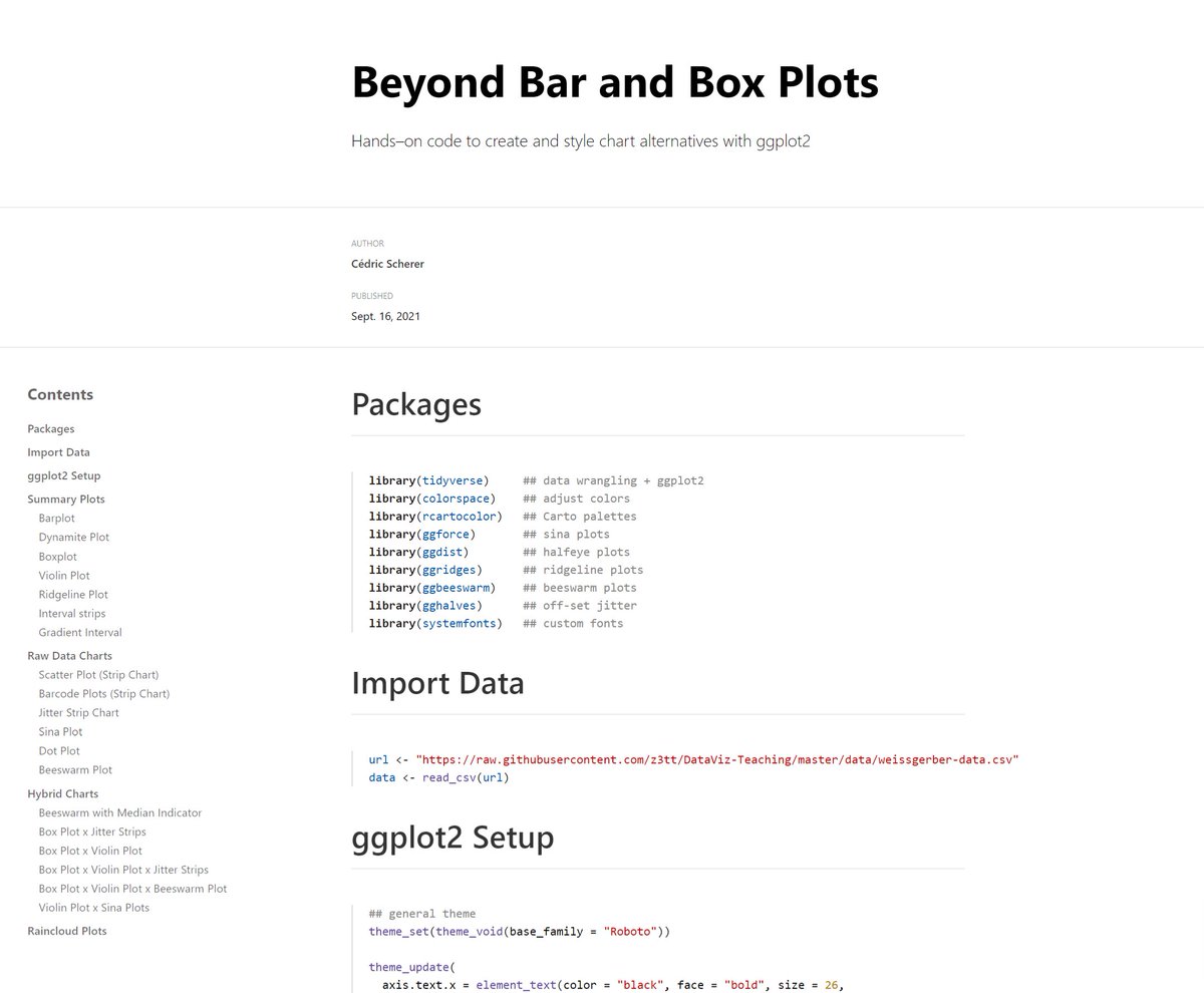CedScherer's tweet photo. 👨‍💼All materials for yesterday's session at @USGS_CDI on bar and box plot alternatives and how to design them in #rstats with #ggplot2.

🔗 https://t.co/jwOgTEDnTk
➡️ slides of my talk
➡️ notebook and source code to rebuild all the charts 
⏳ recording (will be added later) https://t.co/OH1ehIPR8U
