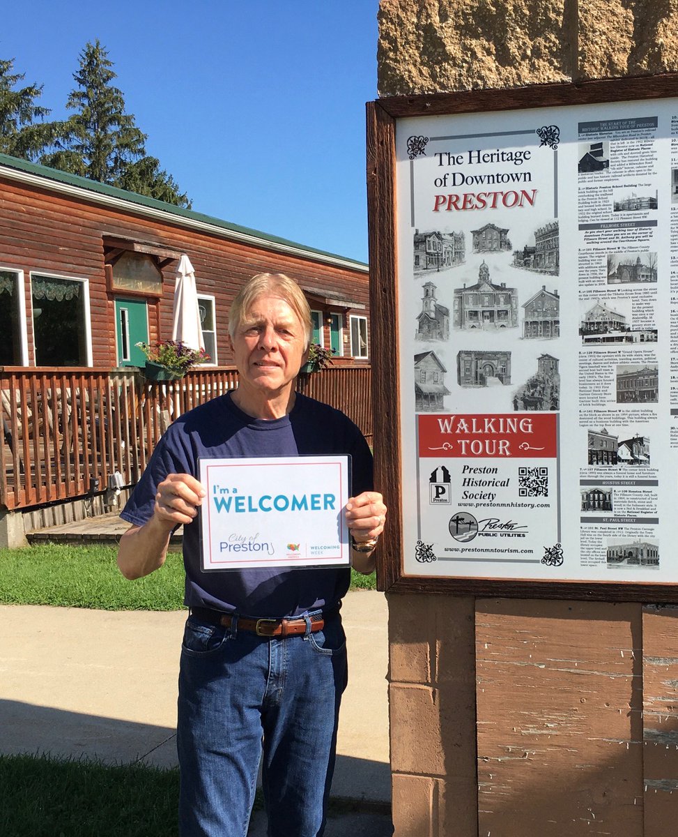 semntogether's tweet image. Folks in Preston have turned out this year for Welcoming Week! See below, the City Administrator, two local Veterans and a community member (and SE MN Together, Housing Action Team member)!