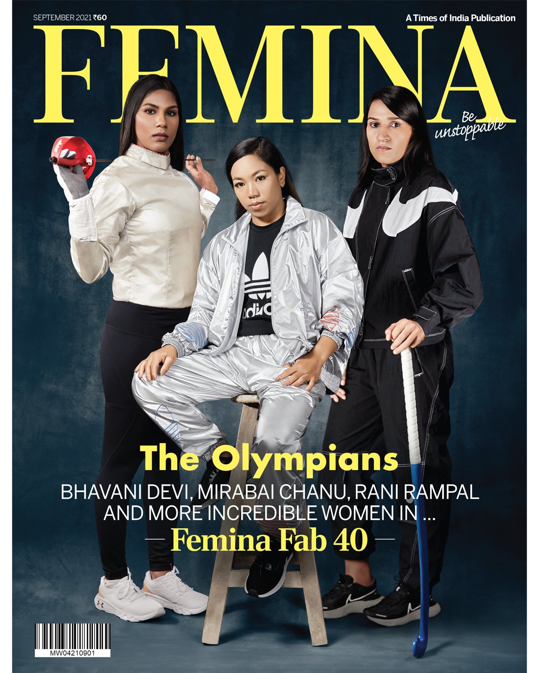 Fencer Bhavani Devi, weightlifter Mirabai Chanu and hockey captain Rani Rampal for Femina India