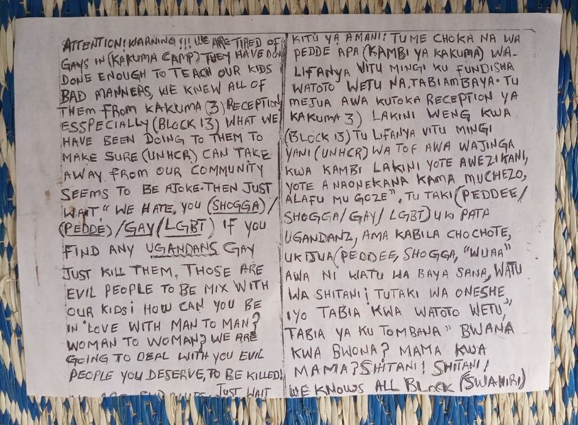 cov19chronicles's tweet image. “Hanging between life and death”
Countering Hate Speech with Love Speech? LGBT+ Lives on the Line in Kenya’s Kakuma Camp.

Blog by Dr @HHintjens from @issnl and Isa Mubiru and Jones Graham from Block 13 in Kenya’s Kakuma Camp.
#kenya #block13 #LGBTQ 
cov19chronicles.com/hanging-betwee…