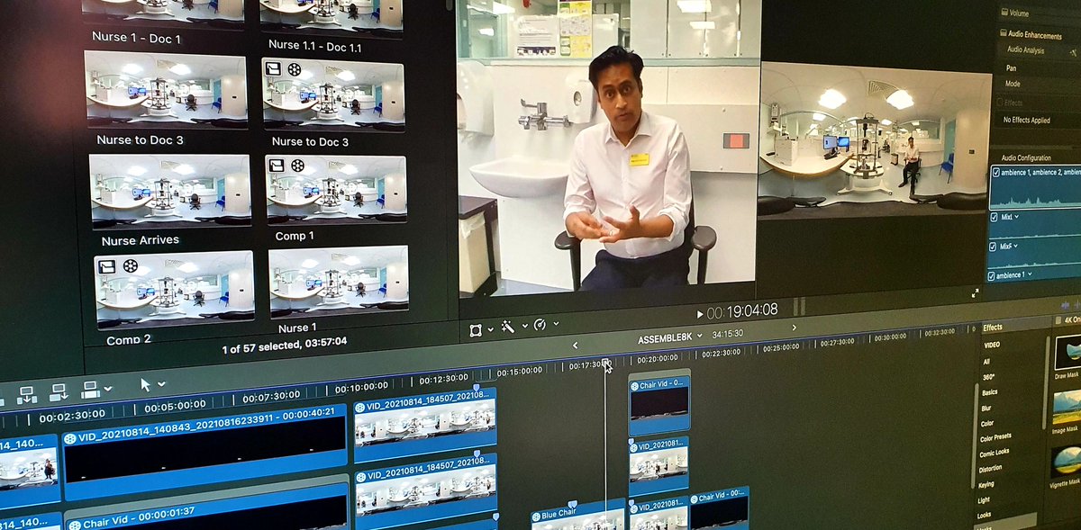 FlixFilmsUK's tweet photo. Edit day!!! Making final refinements to @Moorfields, pioneering 360° VR training simulation. Experience 'breaking bad news' through the eyes of their patients! #VR4health #VRtraining #360training @thelidsurgeon https://t.co/EJjOr2f4Yg