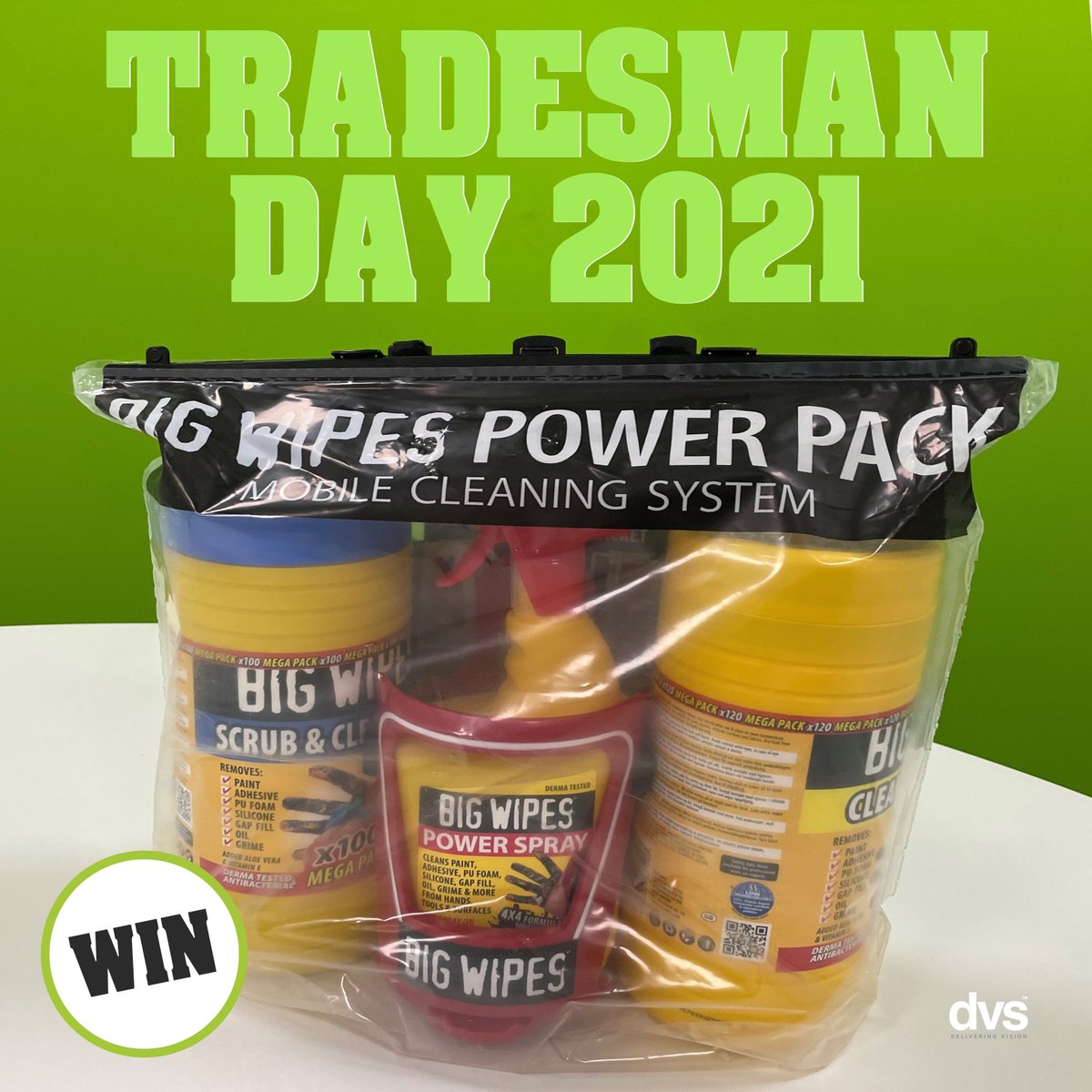 **COMPETITION TIME**

You lot must be absolutely buzzing with it being NATIONAL #TRADESMAN DAY (in America?).

To celebrate this, we are giving away this <a href="/BigWipes/">BigWipes</a>  bundle.

To enter:
1. Like this post
2. Reply your favourite film
3. Retweet this post

Winner chosen 20th Sep