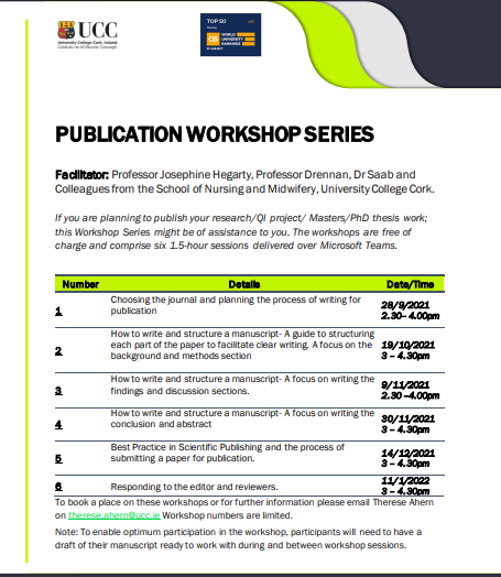 Upcoming Publication Workshop Series.. great free resource to link into..👇 <a href="/NMPDUKilkenny/">NMPDU Kilkenny</a> <a href="/NurMidONMSD/">ONMSD</a> <a href="/CUH_Cork/">Cork University Hospitals</a> <a href="/uhknursing/">UHKNURSING</a> <a href="/Mercycork/">Mercy University Hospital Cork</a> <a href="/MGH37804255/">Mallow General Hospital</a> <a href="/BGHsswhg/">Bantry General Hospital -SSWHG</a> <a href="/BridAOSullivan/">Bridie O'Sullivan</a> @NationalQPS <a href="/SIVUH/">South Infirmary Victoria University Hospital</a>