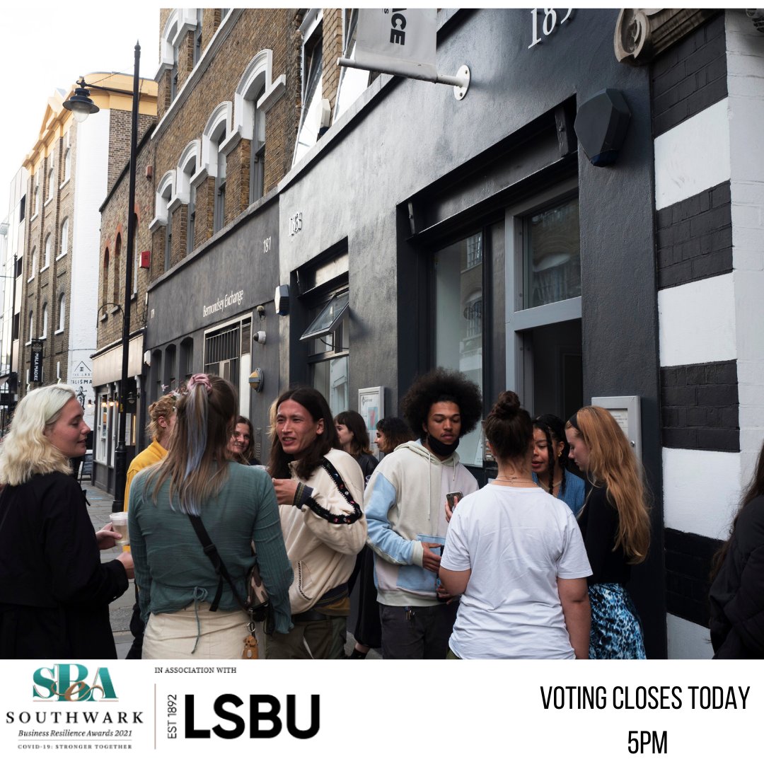 Voting Closes Today at 5pm
Vote for us in the Southwark Business Resilience Awards
southwarkawards.co.uk/.../vote-commu….
Bermondsey Project Space is committed to supporting artists to realise their creative ambitions and bringing communities together in the appreciation of arts and culture