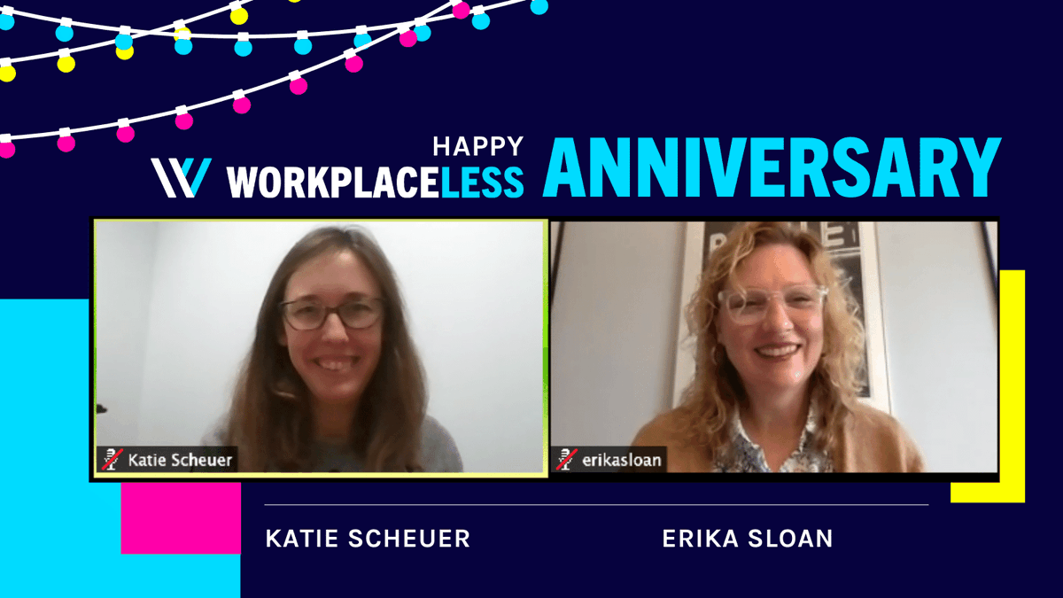 workplaceless's tweet photo. Excited to celebrate two important #Workplaceless work anniversaries this month!
Thank you to Erika Sloan and Katie Scheuer for their critical contributions to our team and our growth over the past two years.
Happy #workiversary Erika and Katie! https://t.co/LqZ50zd1Z1