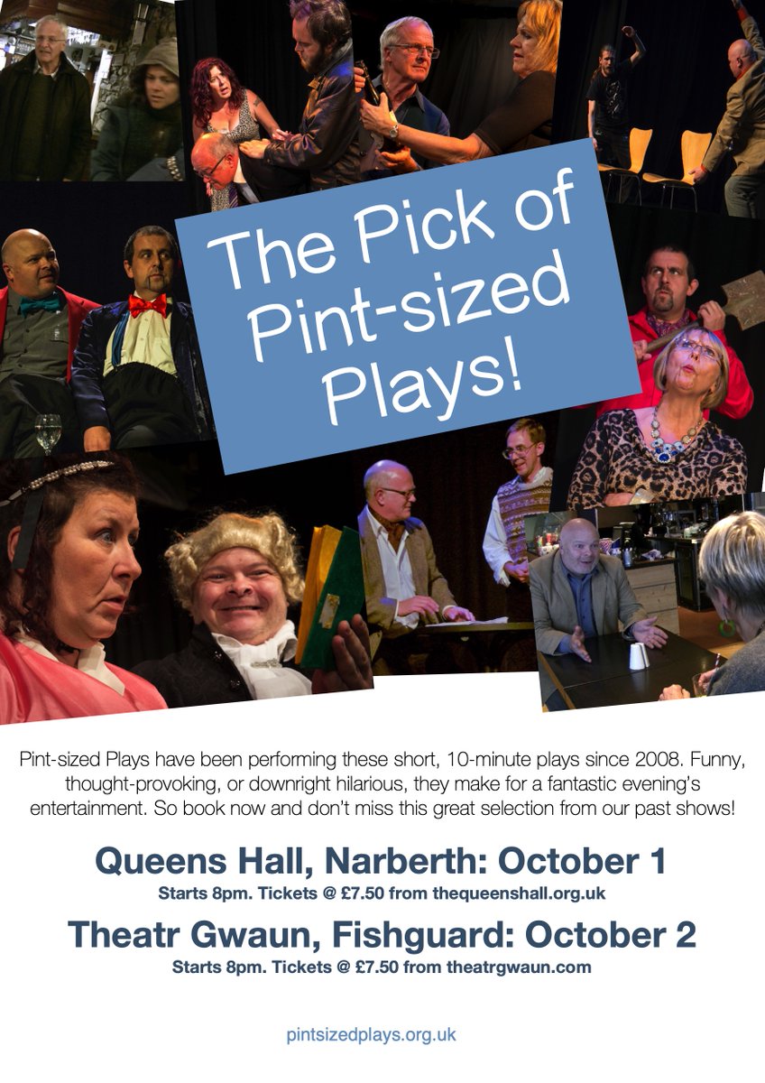 PintSizedPlays's tweet image. Rehearsals are now well underway for our return to the stage after such a long absence.  Book now for the show on October 1 at The Queens Hall, Narberth - thequeenshall.org.uk - and Theatr Gwaun on October 2 - theatrgwaun.com.  Book now!