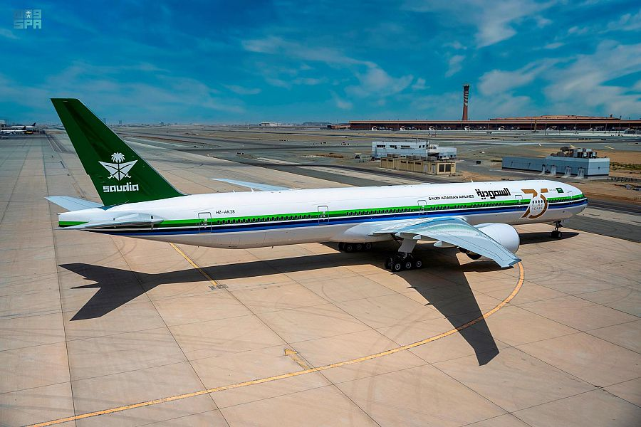 Saudi_Gazette's tweet photo. .@Saudi_Airlines showcases its aircraft to celebrate National Day  —  https://t.co/4J8ALqVo1R https://t.co/NUChlE1OWi