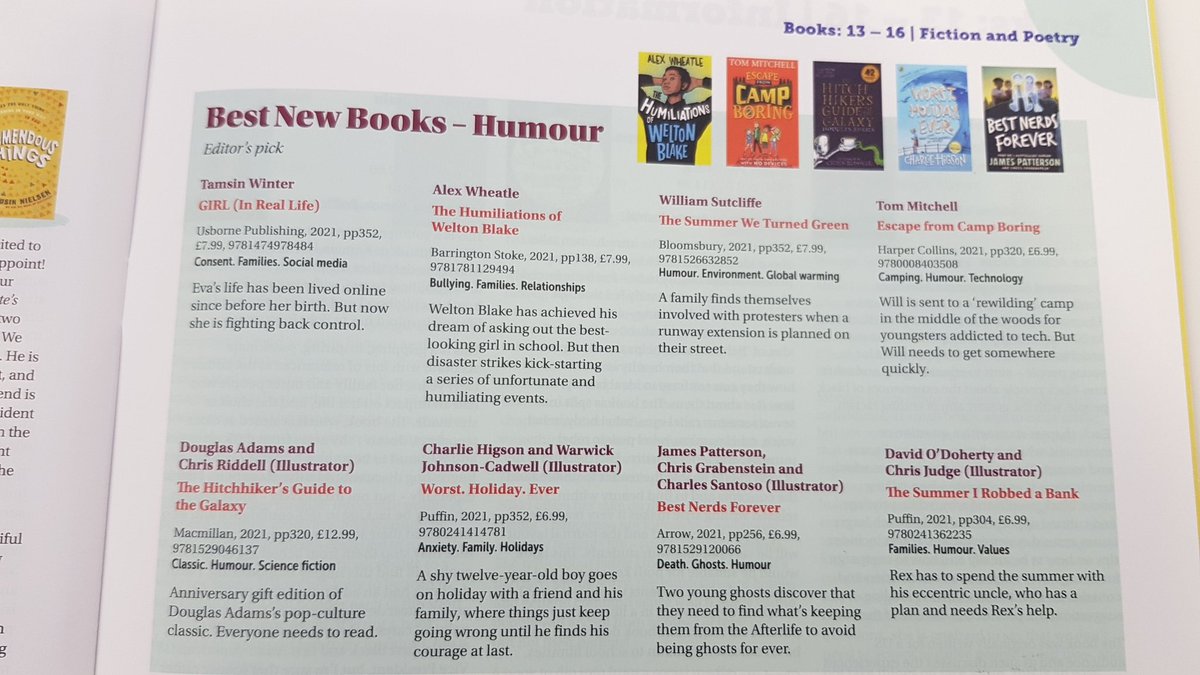 MrsMeynell's tweet photo. Great to see @TamsinWrites book Girl (In Real Life) featured as a best new humour book in the school librarian magazine 👍 https://t.co/EyaCB8vTBg