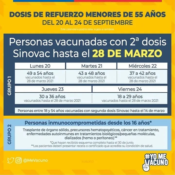 Calendarios vacunación #covid19 y #DosisDeRefuerzo MENORES DE 55 AÑOS Y DESDE 55 AÑOS. 

POLIDEPORTIVO (Hosp.Laja) 
Lunes a Jueves
09:15 - 12:15
14:30 - 16:00
Viernes
09:15 - 12:15
14:30 - 15:15

DSM
Lunes a Viernes
08:30 - 12:30
13:30 - 16:00

POSTAS
09:00 - 12:30
13:30 - 15:30