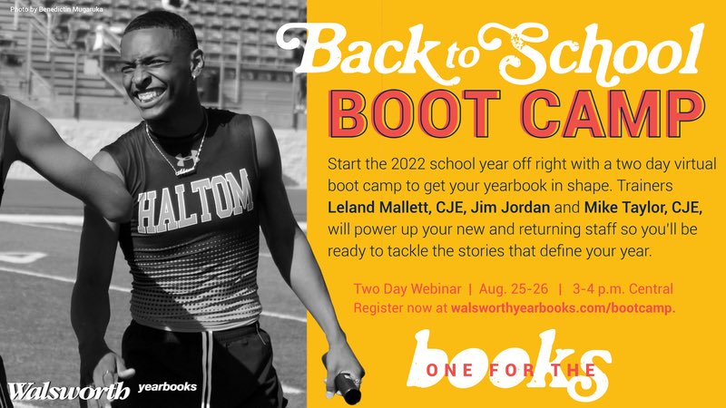 YBKBecky's tweet photo. Unable to attend our live back to school #yearbook boot camp webinars? Don't worry! @yearbookforever has you covered with our recorded sessions now available to watch. Check them out today at https://t.co/MRAmFWDG2e. #Walsworth #yearbooks #BackToSchool https://t.co/dQobtE9om7