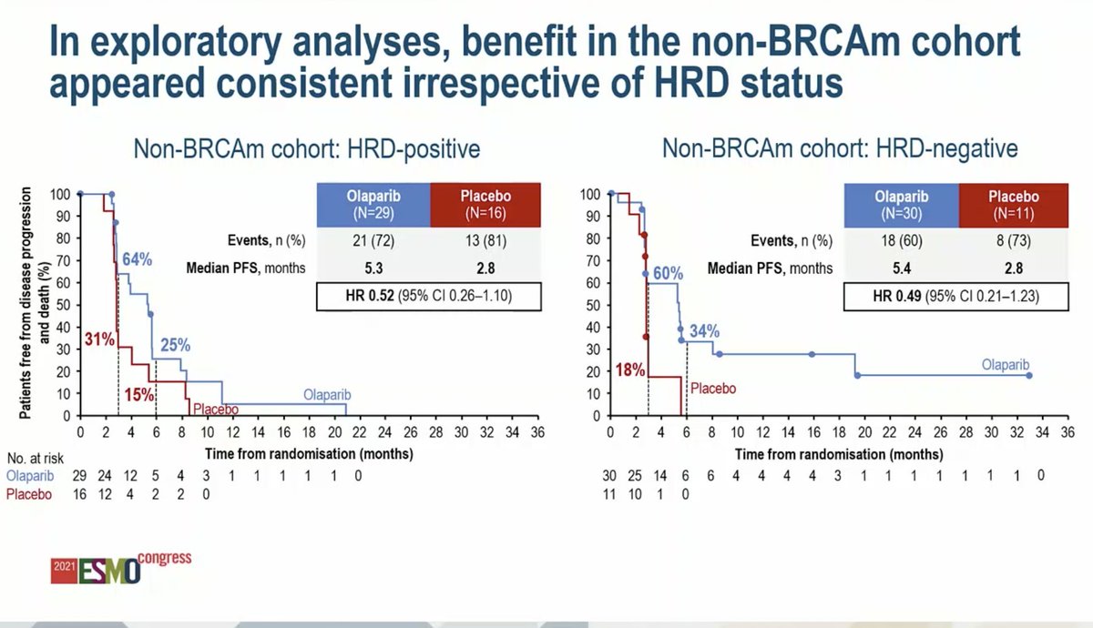 ShannonWestin's tweet photo. Major Question Answered! The OREO Study demonstrates improved progression free survival w/ #PARPi maintenance after prior PARP inhibitor in recurrent #OvarianCancer - benefit to repeat olaparib maintenance was seen irrespective of #BRCA status or HRD testing! #gyncsm #ESMO21 https://t.co/1AFYj3g3jq