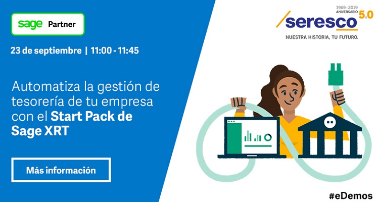 seresco's tweet photo. ¡Descubre de la mano de @seresco y @SageSpain cómo gestionar posiciones bancarias, liquidez y estado de la #tesorería con el #StartPAck de #SageXRT! Inscríbete en una nueva sesión de #eDemos #Sage ➡️ https://t.co/lse1q20vio https://t.co/oO8T4l5etr