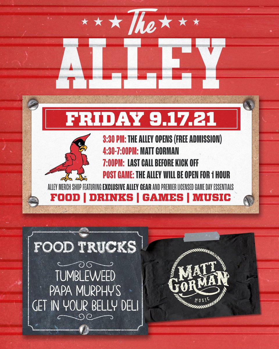 Gameday Checklist:
✅ Schedule
✅ Tickets Downloaded
✅ The Alley

What's New: gocards.com/sports/2021/9/…
Stadium Protocols: gocards.com/news/2021/9/1/…
Mobile Ticket Help: gocards.com/tickethub

#GoCards