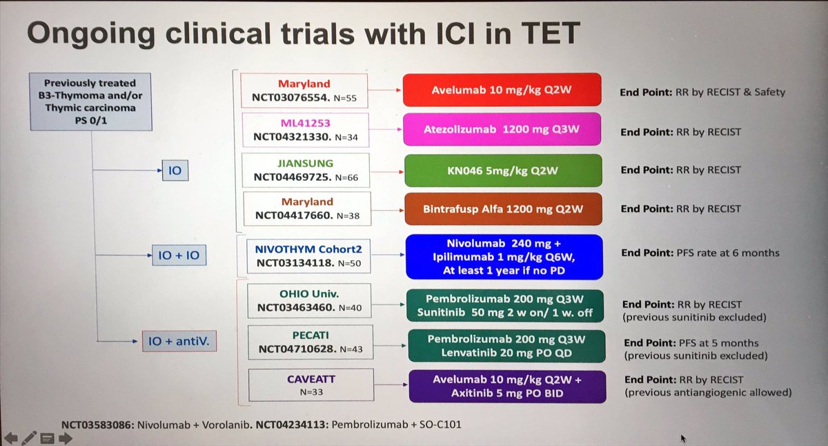 Immunotherapy works in almost all thoracic malignancies including MPM 👏🏻👏🏻. Its role in thymic malignancies (rare and orphan) deserves further evaluation despite NIVOTHYM trial reported meaningful clinical data. Good for having clinical trials ongoing  #ESMO21 <a href="/OncoAlert/">OncoAlert</a>