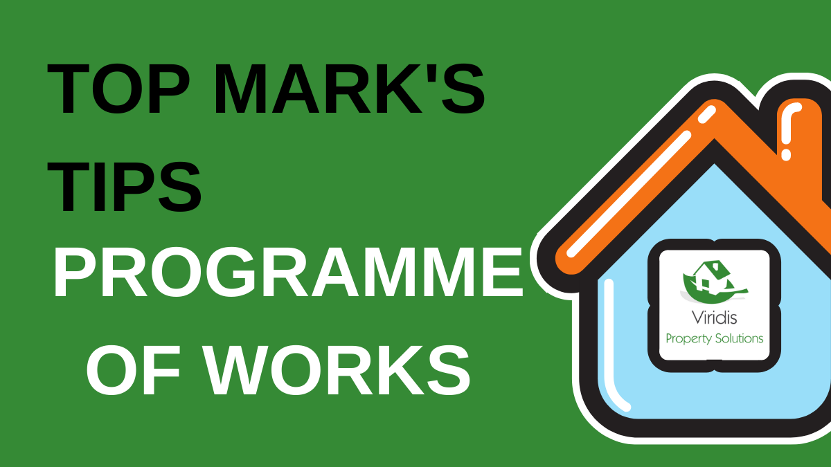 PropertyViridis's tweet photo. We are back again this week with another Top Mark’s Tips 👏👏
When you're undertaking a project ensure that you have a programme of works in place with your contractor/s. This will give them time frames to work towards and is a good reference point if there are delays.
#Proprety https://t.co/GcNq9q7NUr