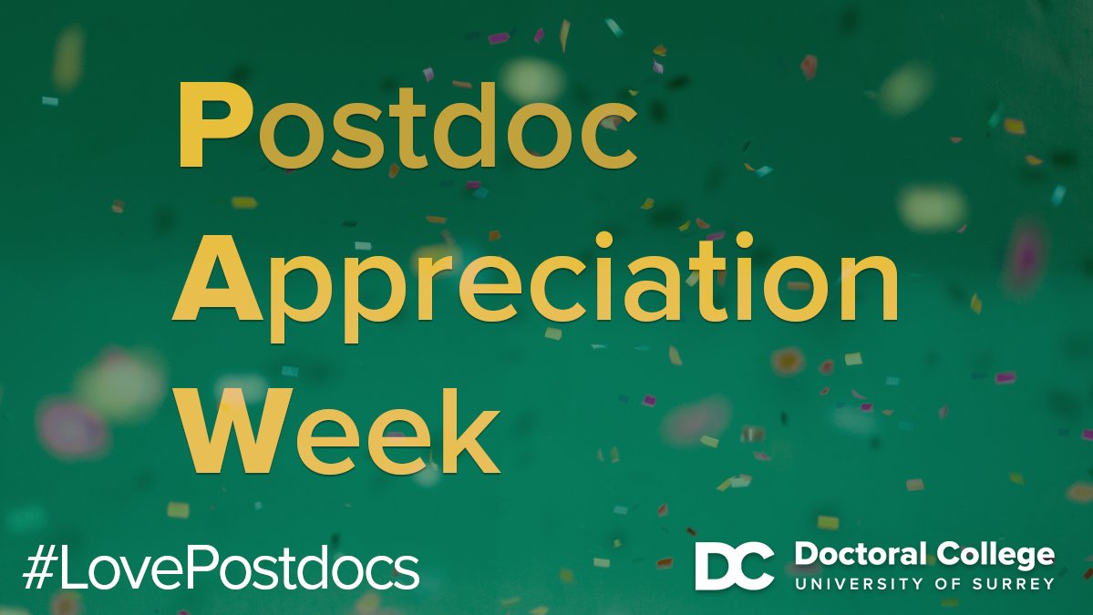 University of Surrey Doctoral College (@surreydoccol) on Twitter photo 🚨Postdoc Appreciation Week 20-24 Sept🚨
We value the work of our Postdoc community all year round <a href="/UniOfSurrey/">University of Surrey</a>, but once a year we dedicate a week to showcasing just how amazing they all are!
Stay tuned for more next week...🎉
#NPAW2021
#LovePostdocs 🚨Postdoc Appreciation Week 20-24 Sept🚨
We value the work of our Postdoc community all year round <a href="/UniOfSurrey/">University of Surrey</a>, but once a year we dedicate a week to showcasing just how amazing they all are!
Stay tuned for more next week...🎉
#NPAW2021
#LovePostdocs