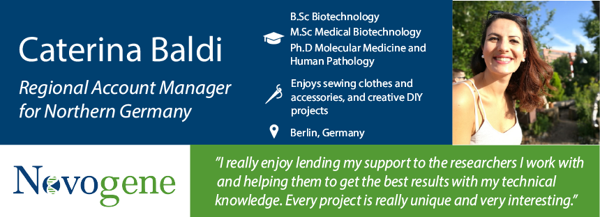 Novogene_Europe's tweet photo. Meet Caterina, our Regional Account Manager for Northern Germany. With a background in human genetics and oncology, she has found that her role at Novogene has pushed her outside of her scientific comfort zone and allowed her to build rapport and trust with all her clients. https://t.co/Vyj5tS3EHs