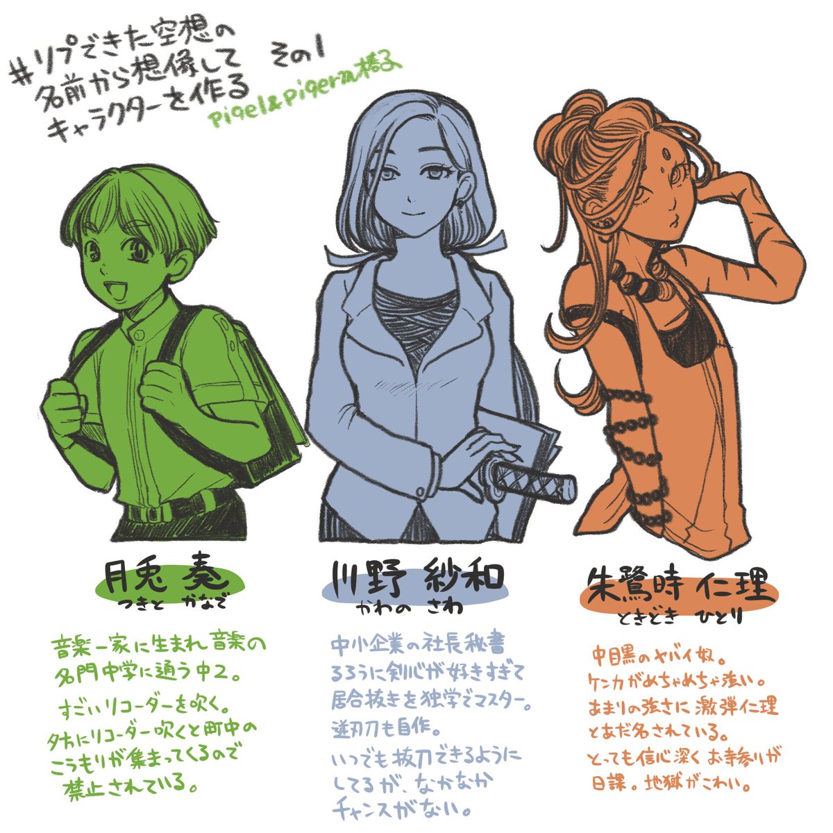 リプで来た空想の名前から想像してキャラクターを作る 第一弾 素敵なお名前揃い Piqel Piqerm ピケルピケルム の漫画