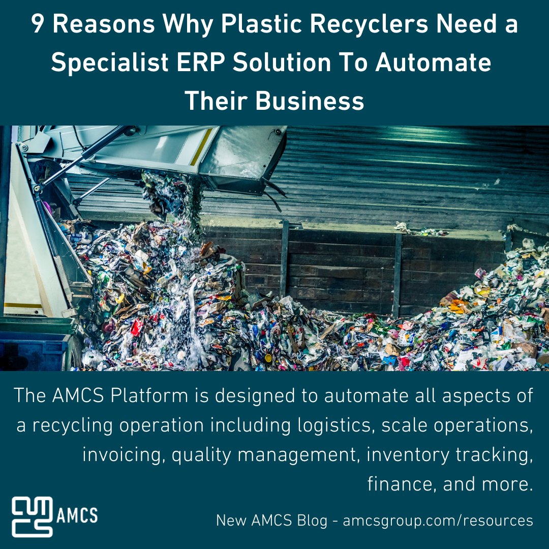 LifeatAMCS's tweet photo. New #AMCSBlog - 9 Reasons Why Plastic Recyclers Need a Specialist ERP Solution To Automate Their Business.
Read more:
https://t.co/Z4L14UuOAa
#AMCS #AMCSPlatform #ERP #digital #solutions #recycling #software #inventorytracking #SaaS #logistics #plastic #plasticrecycling #blog https://t.co/QINI6JU4kf