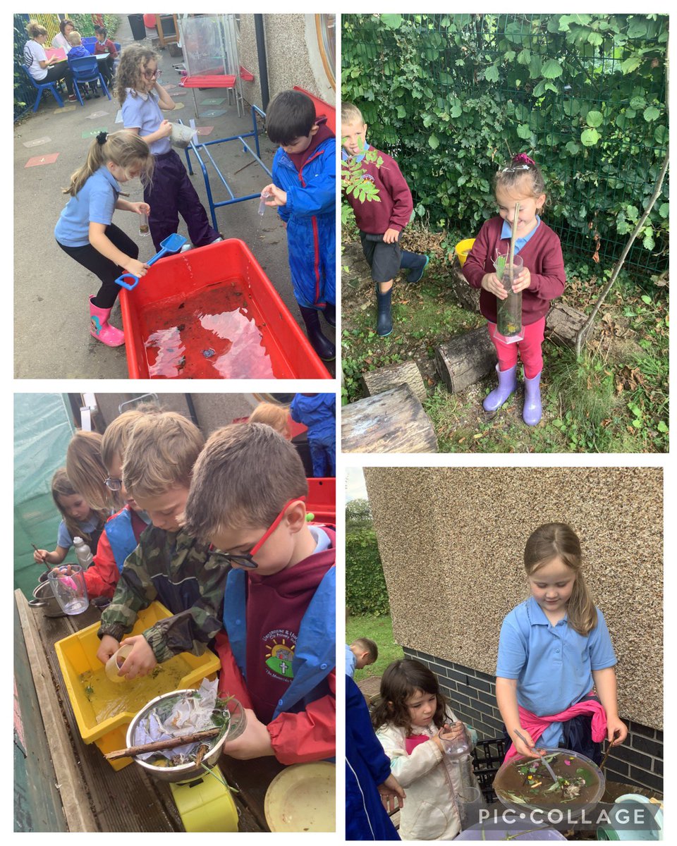 LlansannorPS's tweet photo. Year 1 and 2 have been using their capacity and weighing skills this afternoon to make their own potions in Forest School. What great teamwork and measuring! #forestschool #outdoormaths #outdoorlearning #potionmakers https://t.co/05DVb6p4Ks