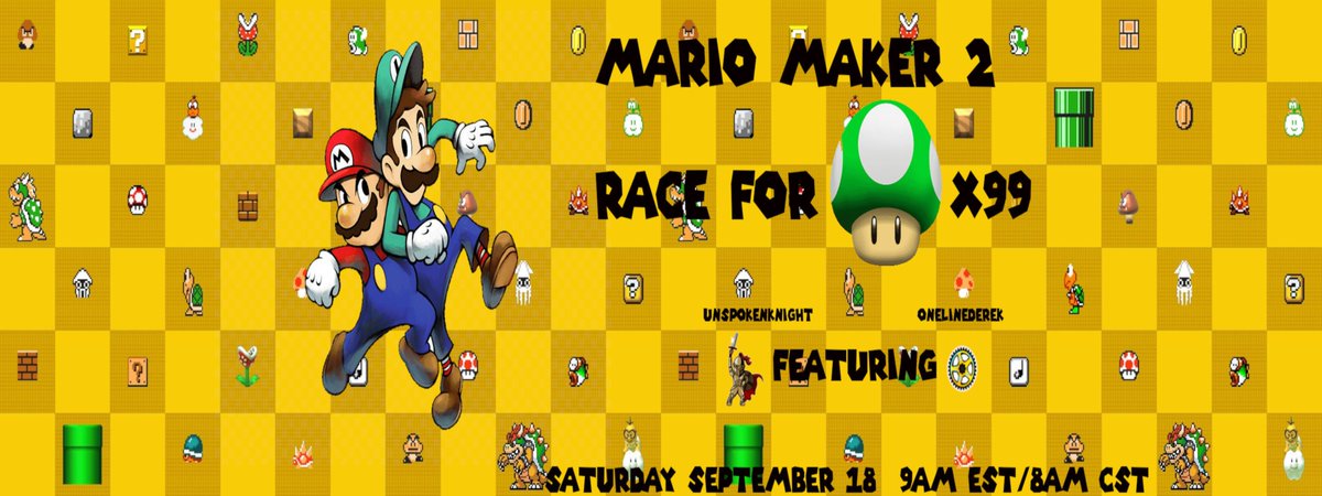 Tomorrow, 8am cst, @OneLineDerek  and myself in a 99 lives Mario Maker 2 race! You are not going to want to miss it! I dont drink energy drinks but got two just so I can match half of Dereks real energy lol!  #SuperMarioMaker2