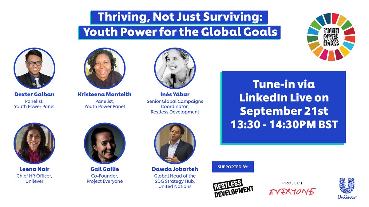 RestlessDev's tweet photo. Join us for LinkedIn Live event ‘Thriving, Not Just Surviving: Youth Power for the Global Goals’ on Tuesday, September 21, 13:30 PM BST.
Sign up 🔗 https://t.co/XfZi08CCRa
Register and watch here if you do not have Linkedin https://t.co/gK2ygw1ErQ

#YOUTHPOWER #UniquelyUnilever https://t.co/yIDZVC3PT6